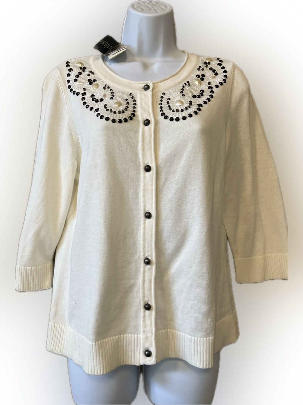 Christopher & Banks NWT 100% cotton embellished cardigan sweater lovely! PM